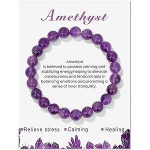 Amethyst Bracelet For Women 8Mm Handmade Amethyst Crystal Bracelet Natural Stone
